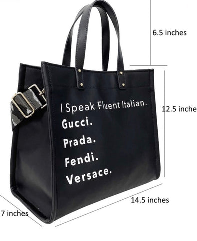 Ciao Bella! Speaking Italian Vegan Leather Tote